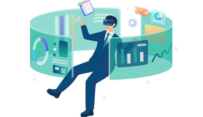 Metaverse virtual workspace illustration